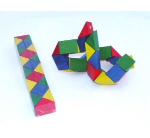 Wooden puzzle snake coloured